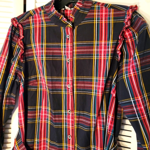 J.CREW  RUFFLENECK MINI SHIRTDRESS SZ2 - Picture 2 of 8